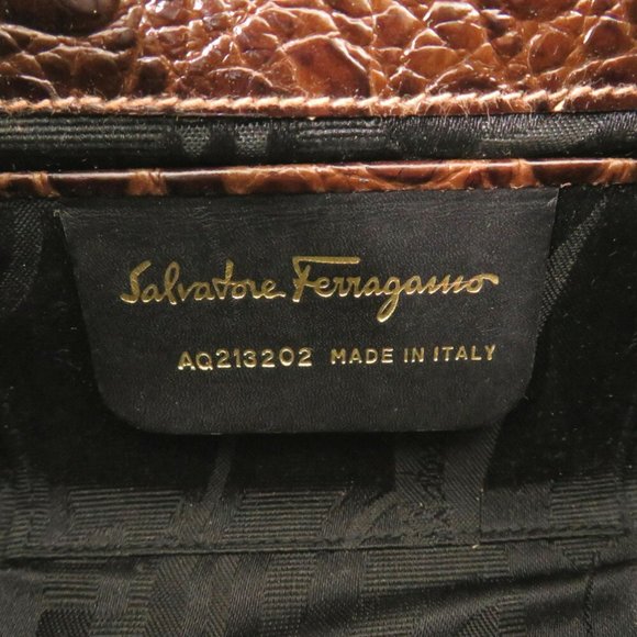 Salvatore Ferragamo Vara Ribbon Chain Shoulder Bag AQ213202, Embossed Leather... - Picture 9 of 9